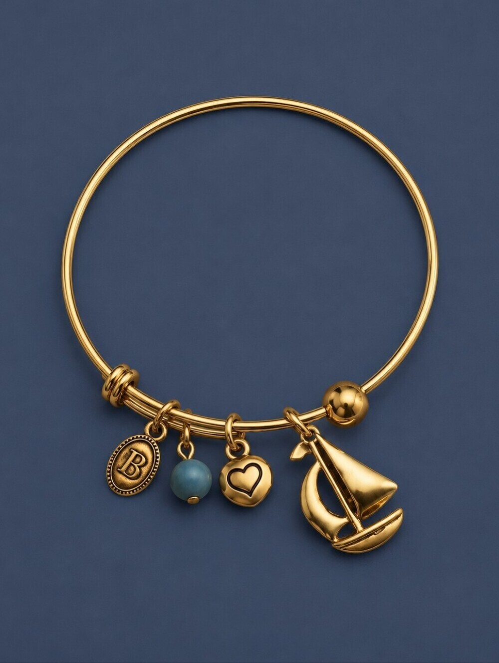 3/$30 BELLA PERLINA Sailboat and Heart Charm Slide Bracelet